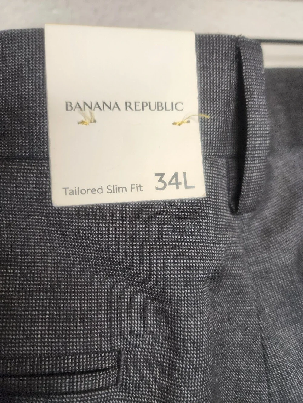 Banana Republic Italian Nailhead Slim Fit Suit Pant Grey Size 34L New With Tags